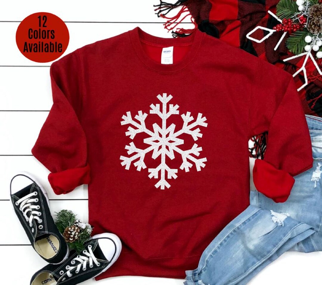 Snowflake Sweatshirt, Glitter Christmas Shirt,womens Christmas Shirt ...