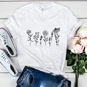 Wild Flowers Shirt, Sunflower Shirt, Wildflower Tshirt, Floral Shirt, Floral Tshirt, Wildflowers, Womens Tees, Ladies Shirts, Gift for Her