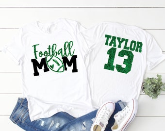 Glitter Football Shirt | Football Mom Shirts | Football Shirts | Cute Football Mom Shirts | Custom Football Mom Shirt with Name and Number