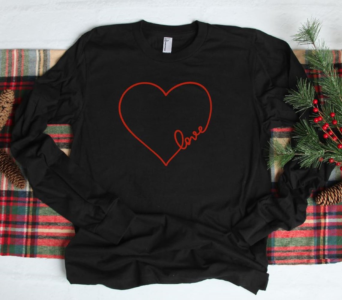 Long Sleeve Valentines Shirt Valentine Heart Shirt Love Etsy
