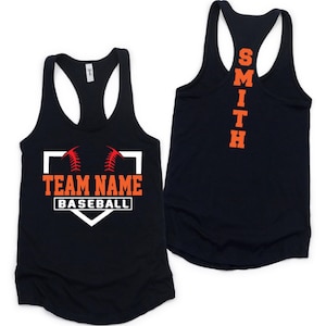 Custom Baseball Tank Women, Your Team Baseball Tank Tops, Baseball Team Tank, Women Racerback Tank Tops, Baseball Mom Racerback