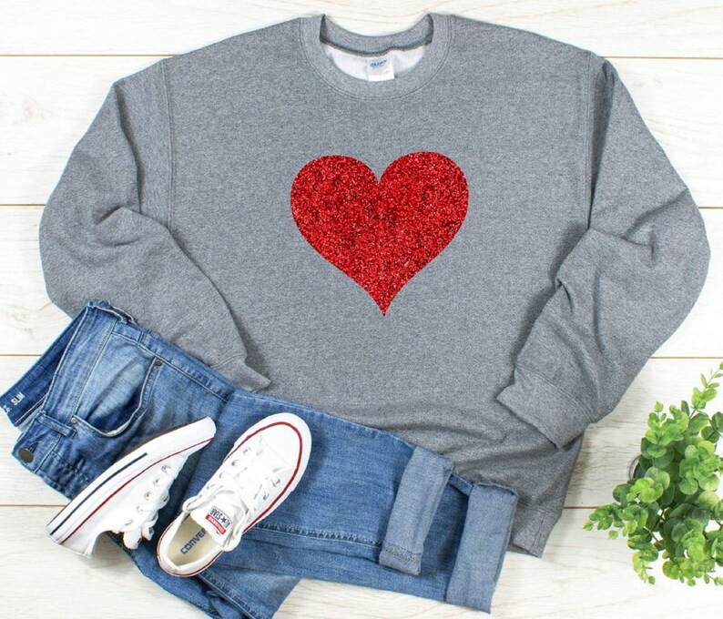 Glitter Heart Sweatshirt Valentine's Day Shirt for Women - Etsy