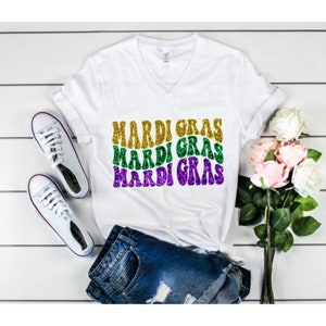 Mardi Gras Glitter Shirt, Glitter Mardi Gras T-shirt Women, Womens Mardi Gras Glitter Shirt,  Retro Mardi Gras shirt