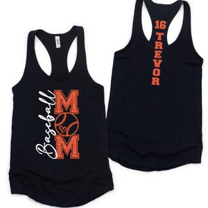 Personalized Baseball Mom Tank Custom Baseball Number Racerback Tank Baseball Mom Baseball Shirt Glitter Baseball Mom Tank with Player Name