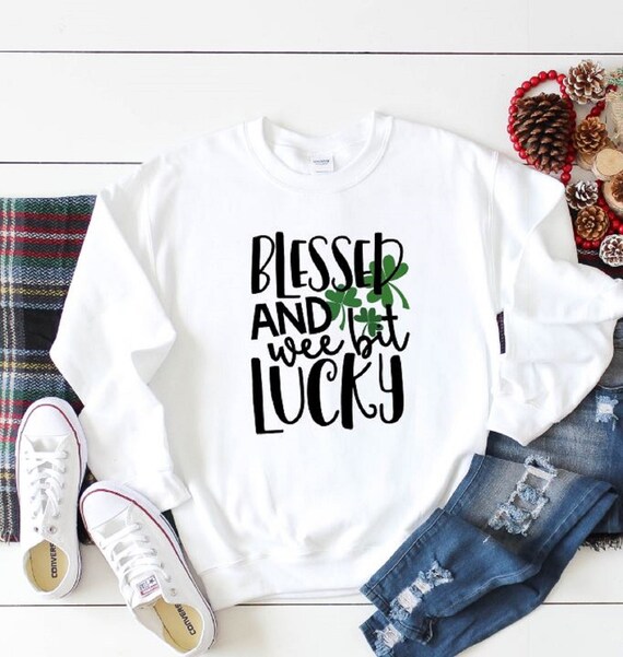 Blessed and Lucky Christian St. Patrick's Shirt, Blessed Mama Shamrock Shirt, Lucky Charm Green Sweatshirt, Irish Lucky Teacher Shirt