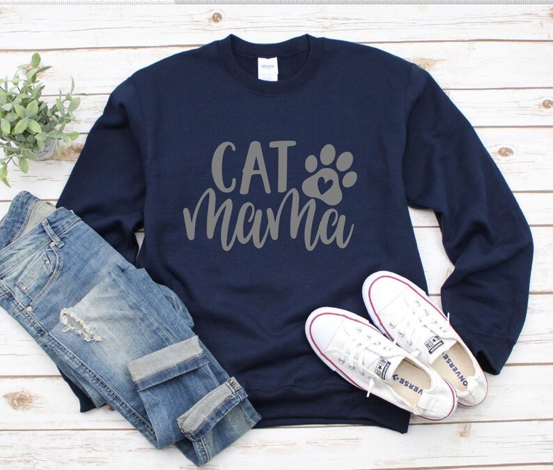 Cat Mom Sweatshirt Cat Mom Sweater Cat Mom Gift Cat Mama Etsy