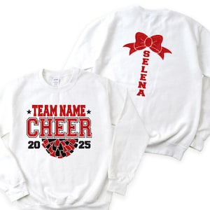 Custom Cheer Team Name Sweatshirt, Personalized Cheerleader Gift, Cheer Mom with Name Sweater, Cheer Competition Outfit, Mascot Sweatshirt