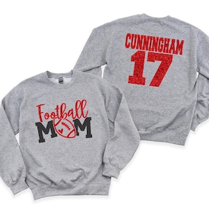 Glitter Football Sweatshirt Football Mom Shirts Football Sweatshirt Cute Football Mom Shirts Custom Football Mom Shirt with Name and Number