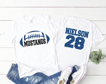 Custom Football Mom Shirt, Personalized Football Shirt, Game Day Football T-Shirt, Name and Number Football Shirt, Football Grandma Shirts