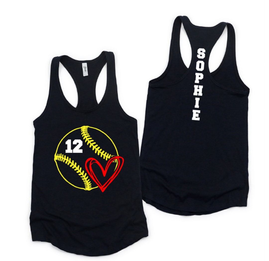 Personalized Softball Tank, Custom Softball Number Racerback Tank Top