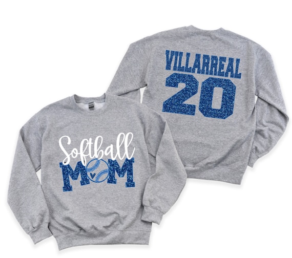 Glitter Softball Sweatshirt,  Softball Mom Crewneck Softball Mom Shirts, Personalized Softball Mom Sweatshirt, Customize with your Colors