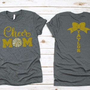 Personalized Cheer Mom Shirt, Custom Glitter Cheer Mom Shirt, Proud Cheerleader Mom Shirt, High School Spirit wear