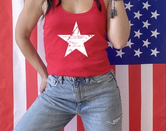 distressed star tank - patriotic tank - usa tank - 4th of july tank - women 4th of july shirt - 4th of july shirt women - red white and blue
