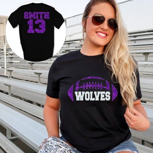Custom Football Shirt Glitter Football Mom Shirt Football Team Shirt Player Number Shirt Team Spirit Shirt Game Day Shirt Football T-shirt
