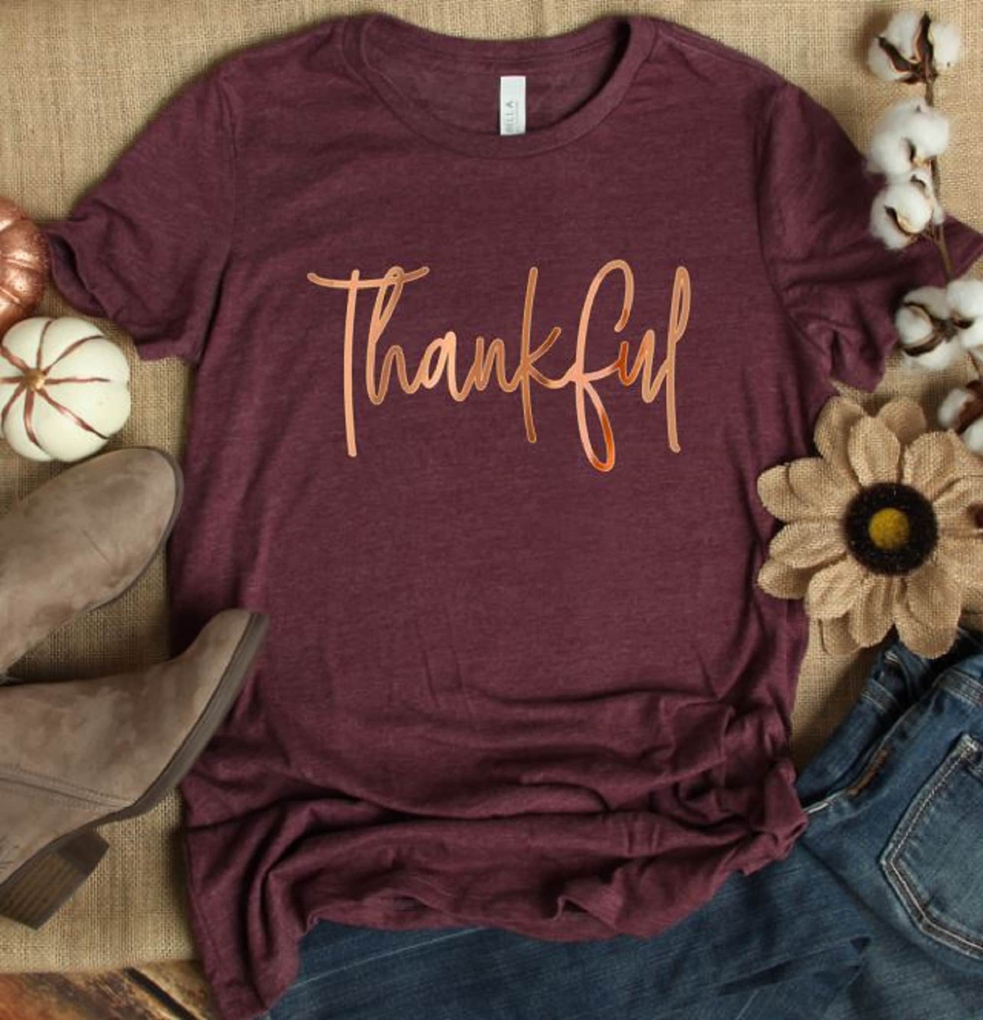 Thankful Thankful Shirt Thanksgiving Shirtfall Shirt | Etsy