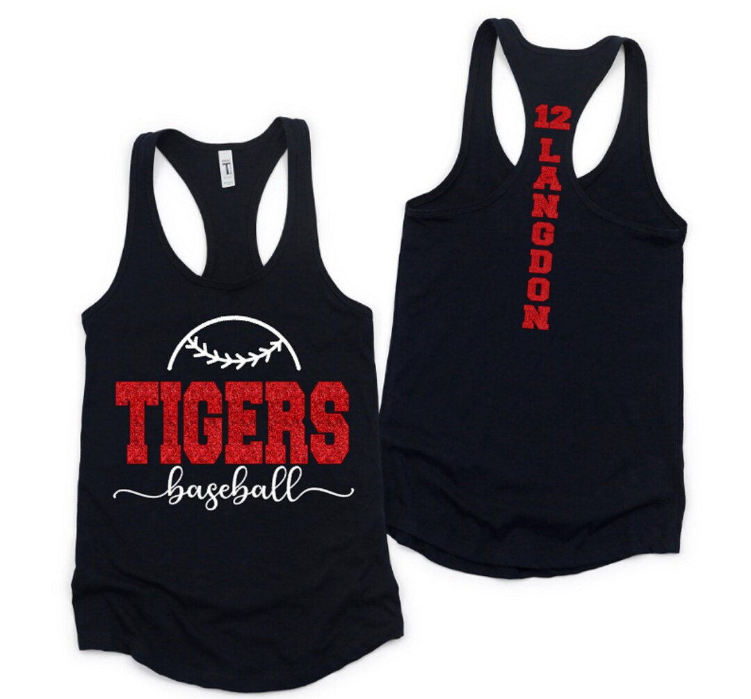 Custom Baseball Team Tank Top, Glitter Baseball Mom Gift, Personalized ...