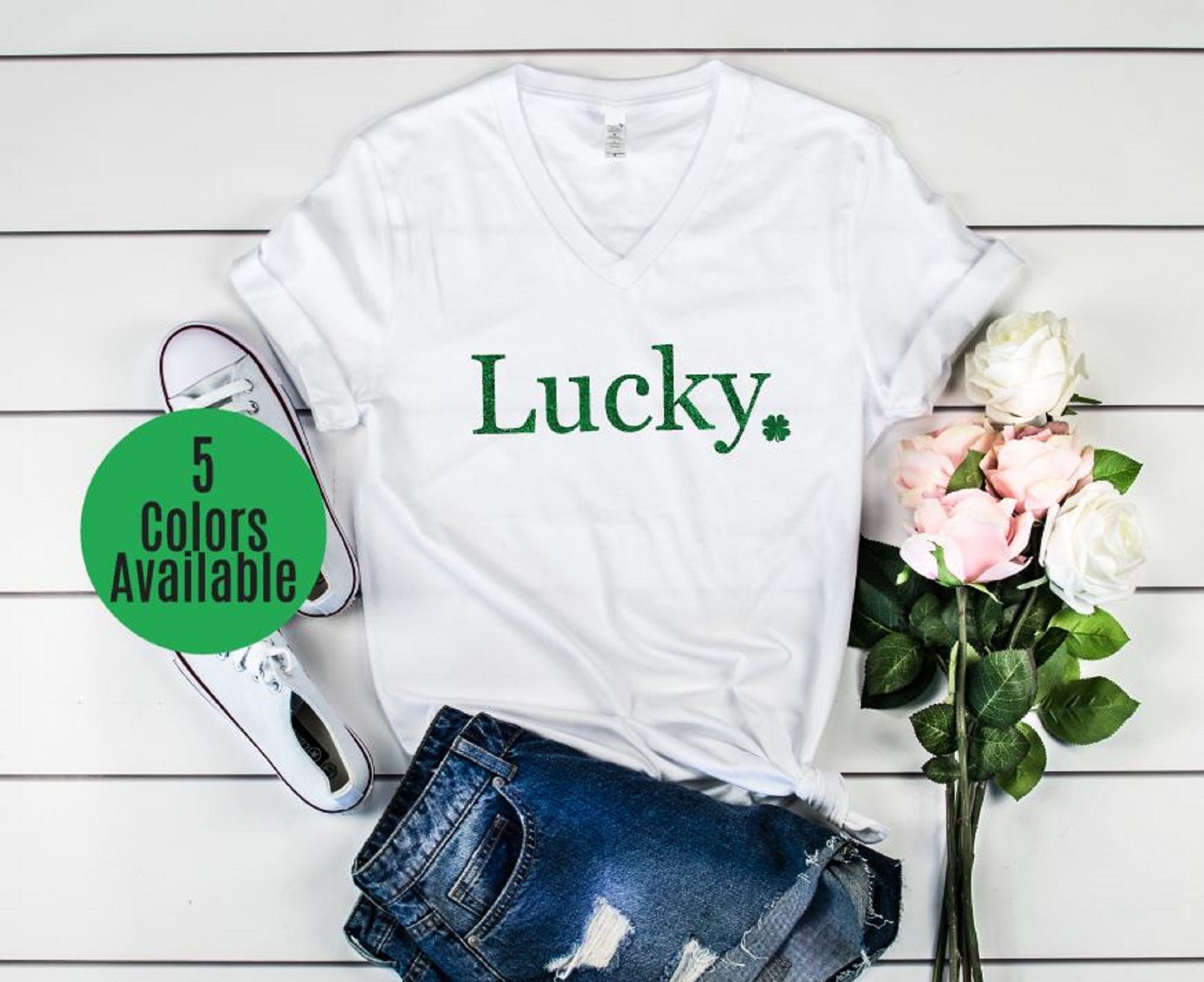 St Patty's Lucky Shirt for Women Vneck 