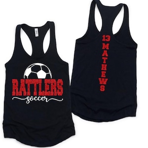 Camiseta de fútbol personalizada con purpurina, camiseta de tirantes con número personalizado, camiseta de fútbol, camiseta de mamá futbolera, camiseta de mamá futbolera con nombre del jugador