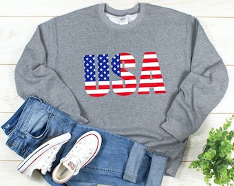 America shirt, 4th of July sweatshirt, USA shirt, womens 4th of July, 4th of july, patriotic shirt, red white and blue, 4th of july pullover
