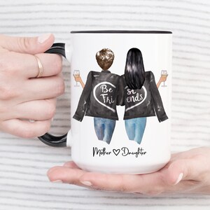 Personalized Mom Mug, Mom Birthday Gift From Daughter, Mothers Day Gift For Mom, Custom Mom And Daughter Gift, Daughter Gift From Mom Black Handle/Rim Mug