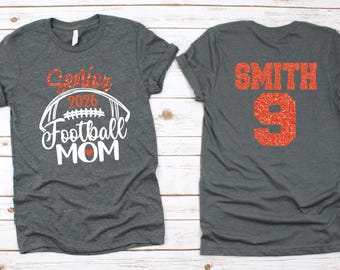 Glitter Senior Football Shirt Custom Senior Football Mom T-Shirt Senior 2026 Football Shirts  Bella Canvas T-shirt With Name and Number