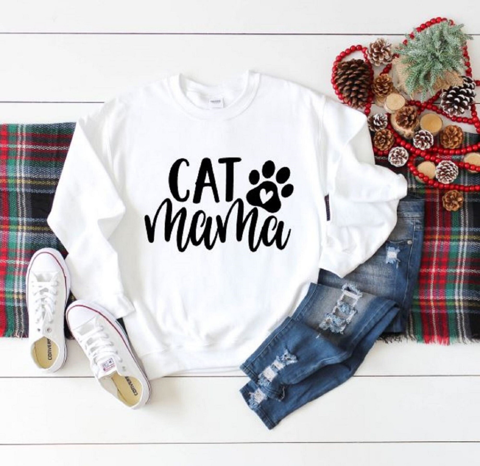 Cat Mom Sweatshirt Cat Mom Sweater Cat Mom Gift Cat Mama Etsy