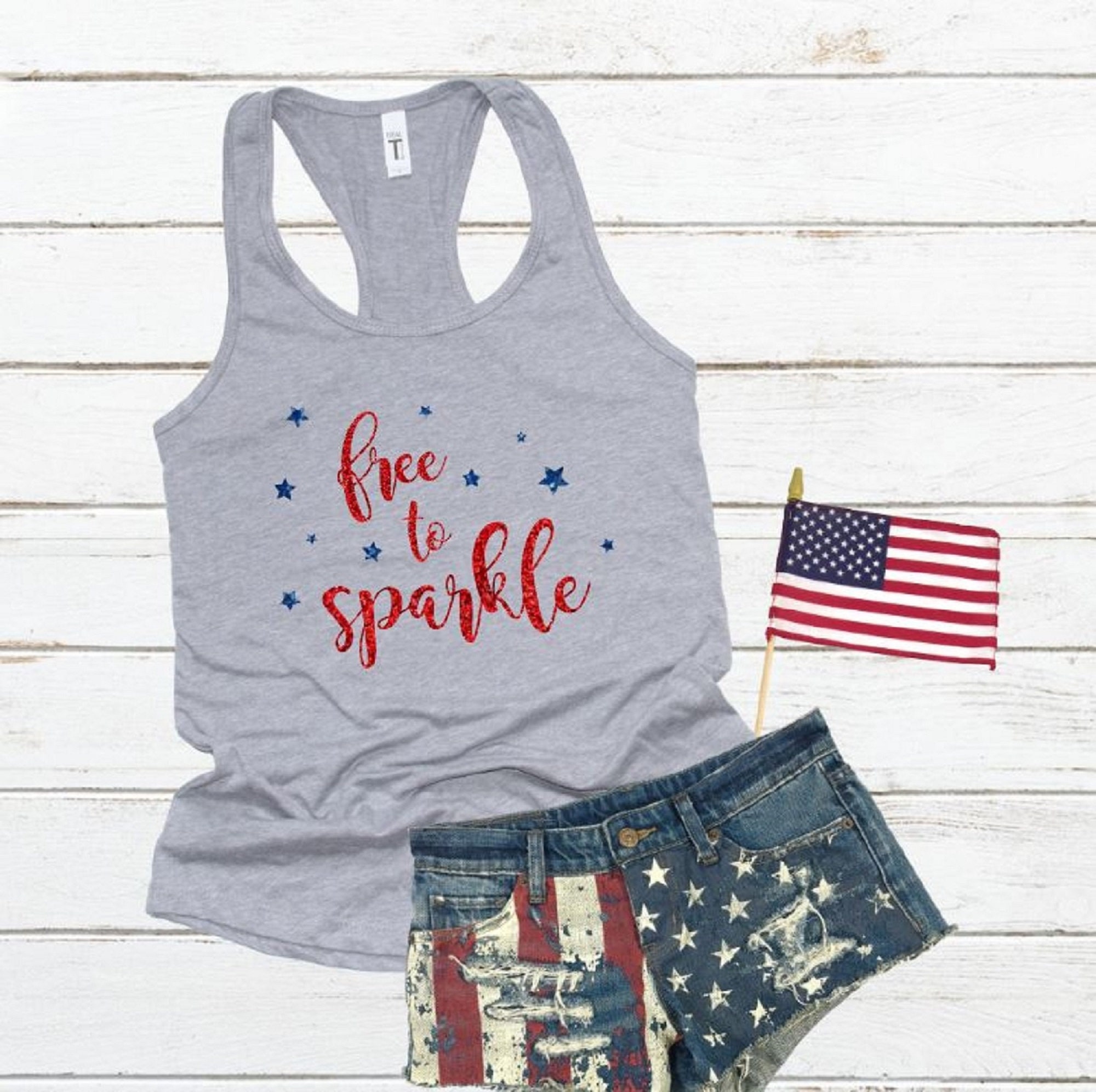 4th July tank women 4th of July tank American flag tank top | Etsy