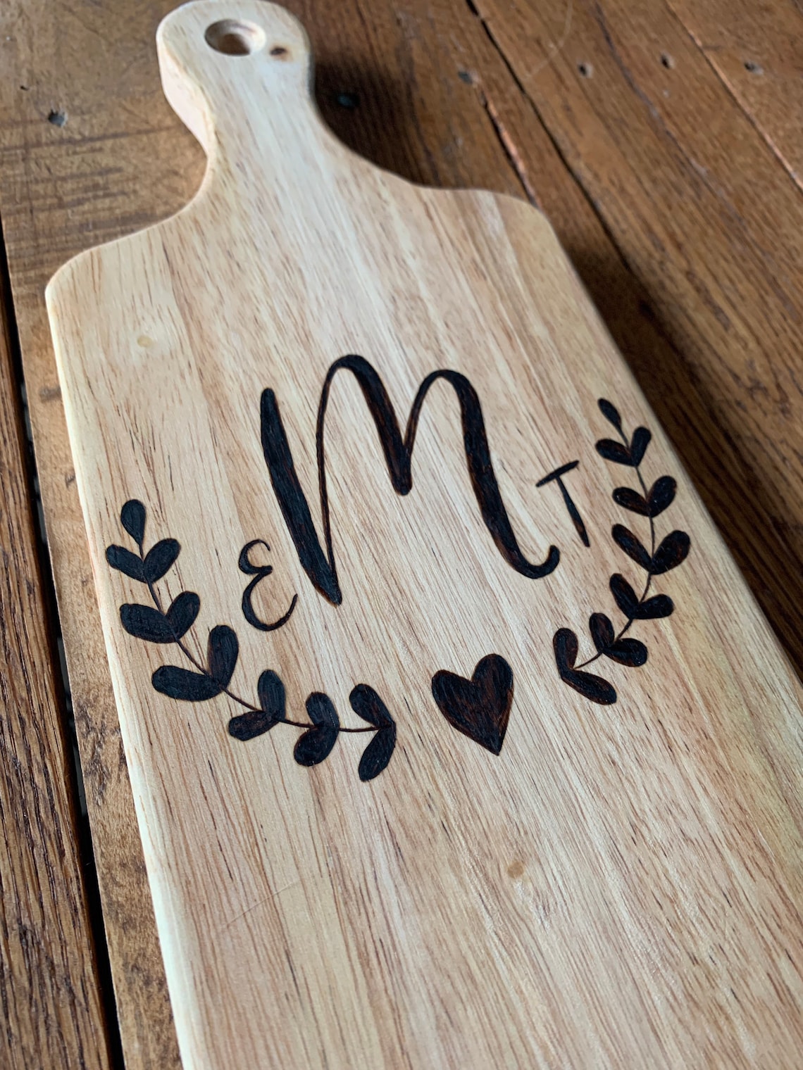 Custom Monogrammed Cutting Board Wedding Gift Wood Burned Etsy