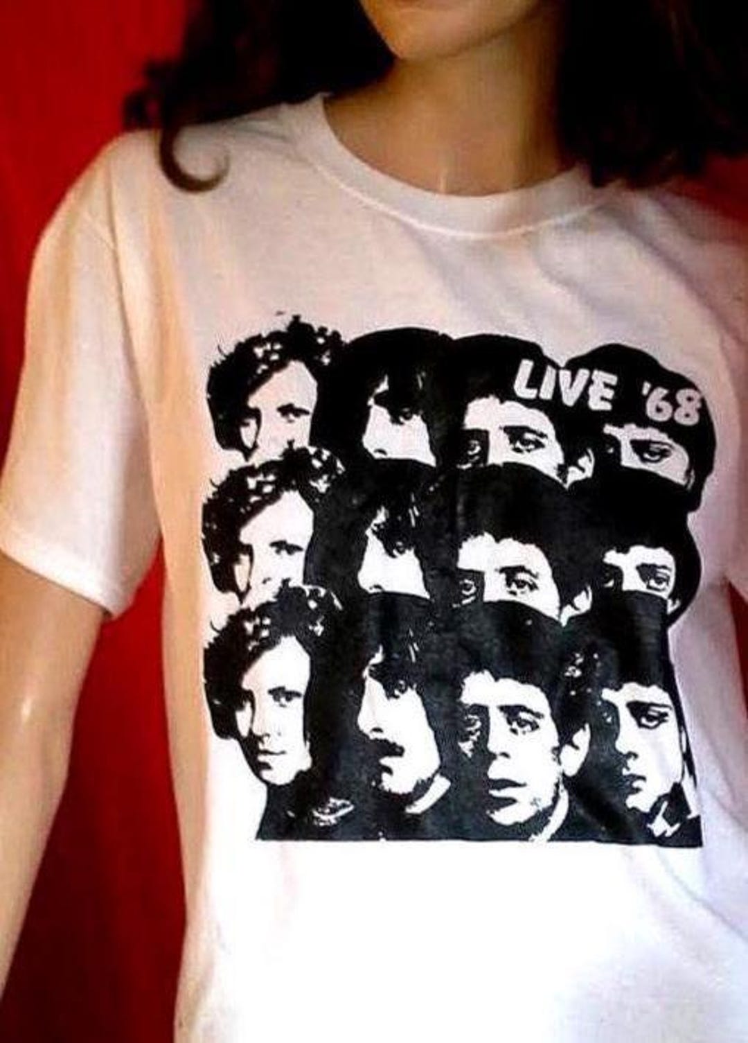 Velvet Underground Live '68 T-shirt - Lou Reed, John Cale - Hand