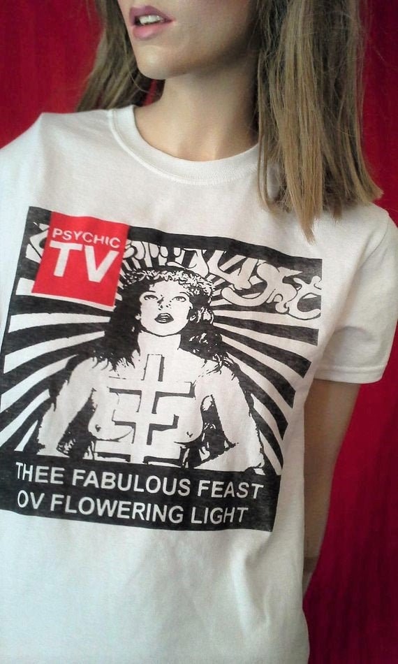 サイキックTV Tシャツ、Thee Fabulous Feastアルバムアート、手刷り 