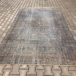 Grey rug ,Vintage Rug ,Overdyed rug Boho Decor Kilim 6.2 X 10.6 ft Livingroom Rug,Wool Pastel Color Area rug Handmade rug Turkish kilim rug