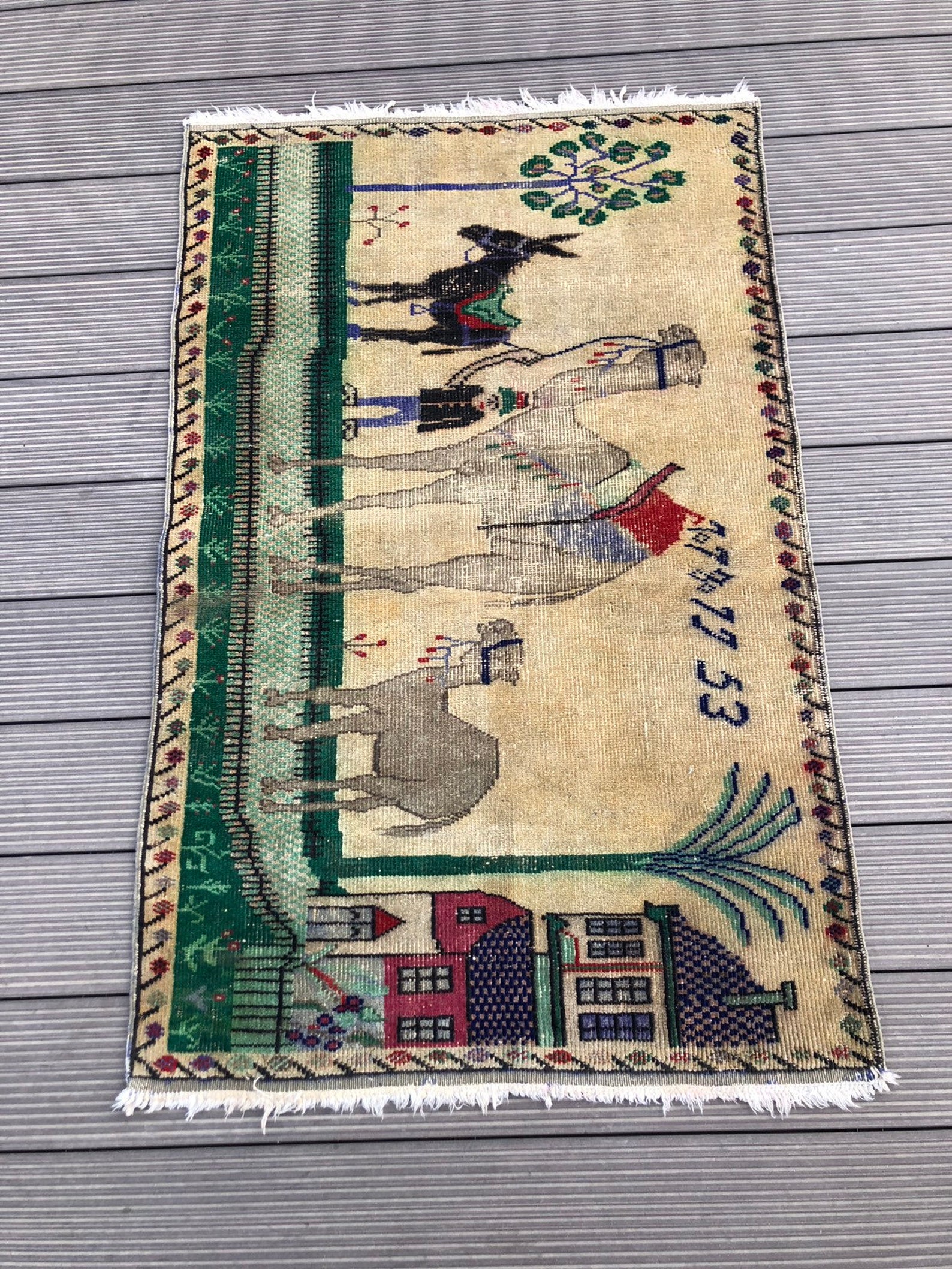 Rug on Rug Man Donkey and Camel Weaving on Rug Decorative Etsy