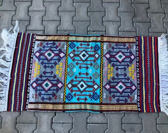 Blue kilim rug, Turkish kilim rug, Throw rug, 2.26 X 4.33 ft, Housewarming gift, Handmade kilim, Tapis kilim, 27,2" X 52", Oerlon kilim rug
