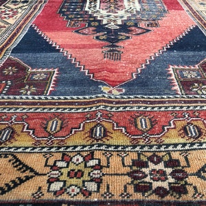 Vintage rug 4.4 ft X 8 ft  boho decor rug oushak rug 96&quot; x 53&quot; Area rug decorative rug red rug living room rug Pastel rug rugs turkish rug