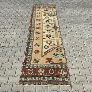 BOHO RUNNER RUG, Vintage Turkish Floor Carpet, Traditional Rug Runners, Aesthetic 100% Wool Rug for Home Decor, New Home Gift