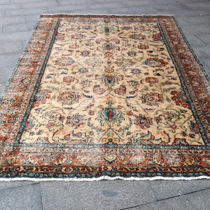 Vintage rug, Oushak Rug, 6.3 X 9.6 ft, Handmade kilim rug, 76&#39;&#39; x 116&#39;&#39;, Floral Rug, Bohemian Rug, Area Rug, Turkish kilim rug, Turkish rug