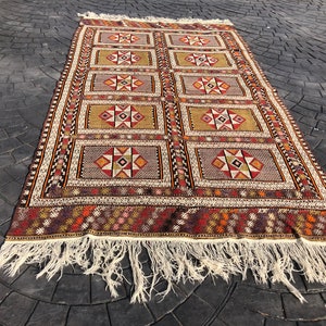 Vintage kilim rug, Turkish kilim rug, 5.3 X 9.3 ft, Pastel Color Rug, Floor Covering, Pergamon kilim rug, Throw Rug, Decorative kilim rug,
