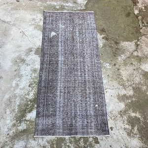 Grey rug, Vintage Rug, Overdyed rug, Gift For House, 2,93 X 6,66 ft, Livingroom Rug, Grey Area rug, Grey Handmade Rug, Turkish kilim rug