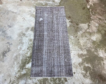 Grey rug, Vintage Rug, Overdyed rug, Gift For House, 2,93 X 6,66 ft, Livingroom Rug, Grey Area rug, Grey Handmade Rug, Turkish kilim rug