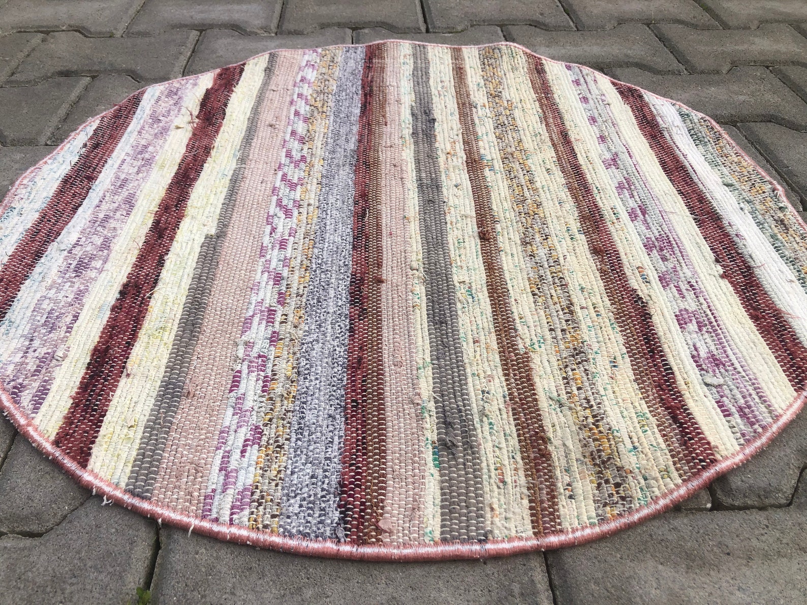 Kilim 2.1 X 2.1 ft Circle kilim rug Round rag rug Round boho Etsy