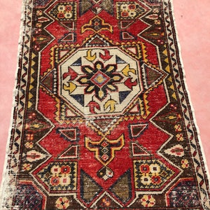 Turkish Area Rug, Vintage Wool Rug, Oushak Rug, 43,3&quot; x 62.9&quot;,  Oriental Rug, Small Vintage Rug, Bathroom Rug, Handmade Wool Rug, Unique Rug