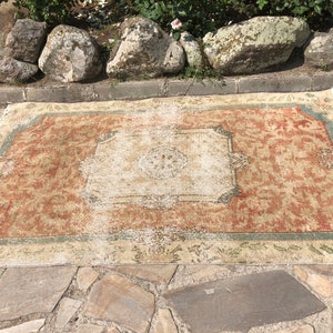Vintage Rug, Oushak Rug, 54&quot; X 92,8&quot;, Bohemian Rug, Turkish Rug, Decorative Rug, Floral Rug, Wool Rug, Boho Decor Rug, Handmade Rug, Carpet