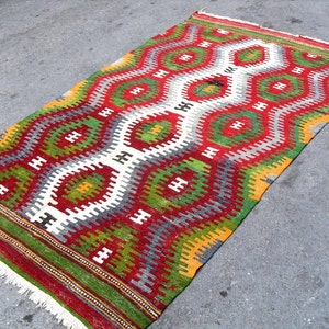 turkish kilim rug, dazkır kilim, Anatolian kilim rug, handmade kilim rug, decorative kilim rug, 49&#39;&#39; X 84&#39;&#39;, Antique kilim rug, throw rug,