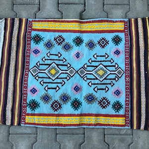 small kilim rug, doormat, matting, 2.22 X 3.33 ft, vintage kilim rug, throw rug, farmhouse decor, 26,4&quot; X 40&quot;, turkish kilim rug, kilim rug