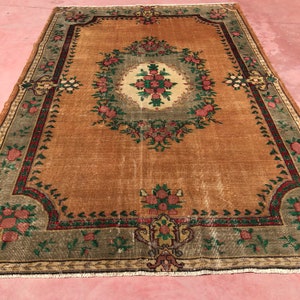Oushak Rug, Oriental Rug, Area Rug, Bohemian Rug, Floral Rug, 9.1 ft X 6.2 ft, Boho Decor Rug, 110,2&quot; x 74,8&quot;, Turkish Rug, Art Deco Rug