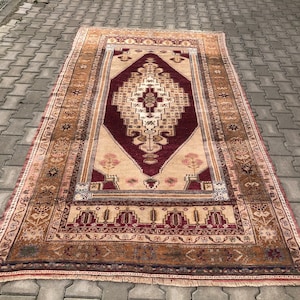 Vintage Rug, Art Deco Rug, 5.2 X 10 ft, Livingroom Rug, Wool Rug, Pastel Color Rug, Area Rug, Handmade Rug, Turkish Rug, Oriental Rug,