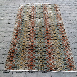 vintage rug oushak rug 3.9 ft  X 7 ft pale rug vintage rug decorative rug 46,8&#39;&#39; X 84&#39;&#39; anatolian rug pastel rug red rug