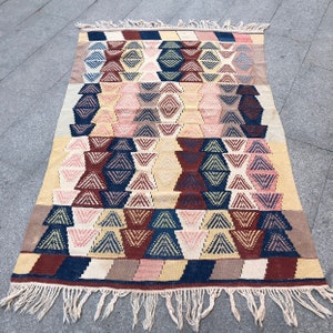 Kilim small kilim pastel turkish kilim rug 68&quot; X 45&quot; decorative rug area rug small rug bohemian rug