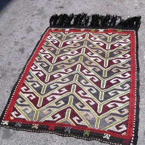 kilim dywan darmowa wysyłka VINTAGE TURECKI mut cecim kilim anatolijski dywan tkany ręcznie kilim dekoracyjny kilim ROZMIAR = 37&#39;&#39; X 48 &#39;&#39;(93 cm X 120 cm)