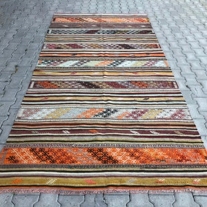 Vintage KelimTeppich, 5,1 x 10,6 ft, Boho Deko Teppich, Wollteppich, 86&#39;&#39; x 132&#39;&#39;&#39;, Bereich Teppich, exzentrischer Teppich, türkischer Kelimteppich, Kelimteppich
